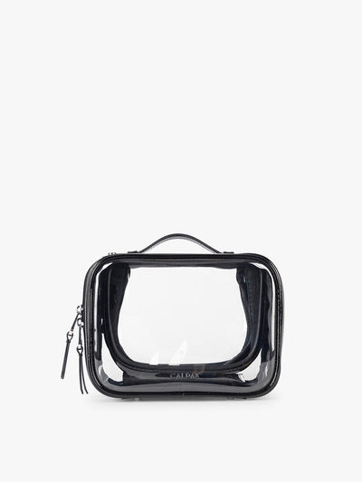 CALPAK Small Clear Cosmetic case in Glazed Black; CCM2001-GLAZED-BLACK