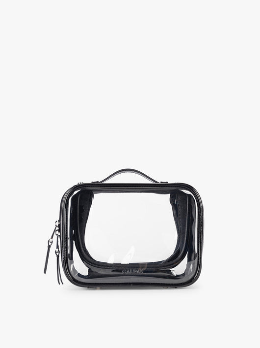 CALPAK Small Clear Cosmetic case in Glazed Black; CCM2001-GLAZED-BLACK