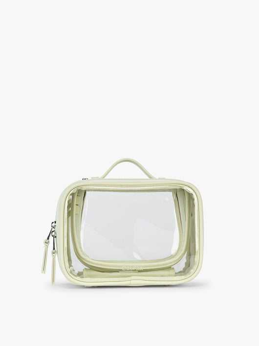 CALPAK Small Clear Cosmetic Case in light green Celadon; CCM2001-CELADON