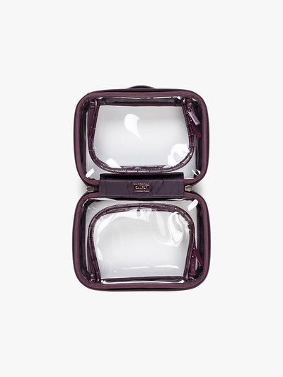 Small Clear Cosmetics Case in Croc-Embossed