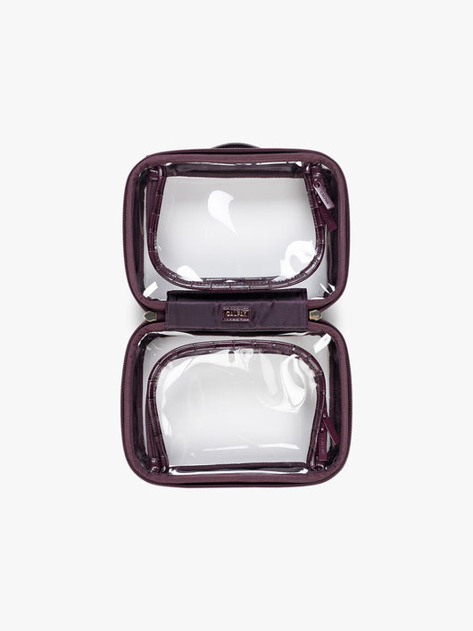 Small Clear Cosmetics Case in Croc-Embossed