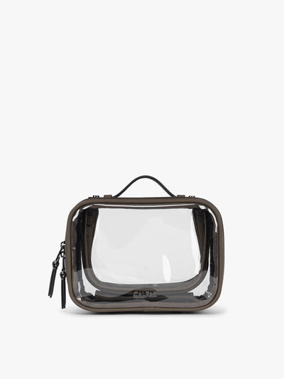 CALPAK Small Clear Cosmetics Case in brown Mushroom; CCM2001-MUSHROOM