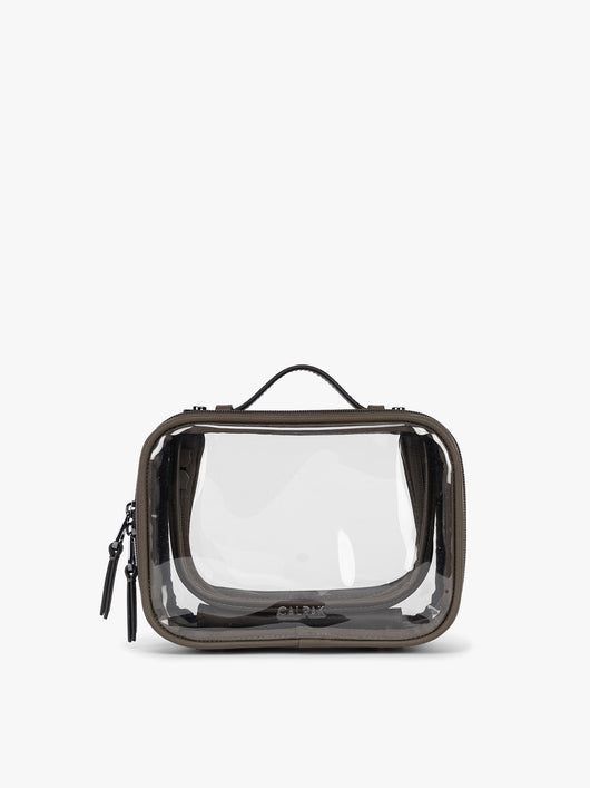 CALPAK Small Clear Cosmetics Case in brown Mushroom; CCM2001-MUSHROOM