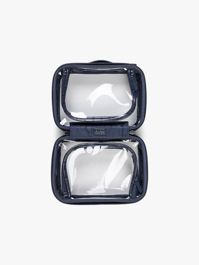 Small Clear Cosmetics Case in Croc-Embossed