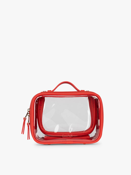 CALPAK Small  Clear Cosmetic Case in red Tomato;  CCM2001-TOMATO