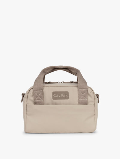 CALPAK Connect Crossbody Bag in beige Greige with a visible brand logo on a white background; CCN2501-GREIGE