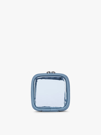 CALPAK Clear Cosmetic Case in light blue Metallic Indigo ; CCT2501-FRENCH-BLUE