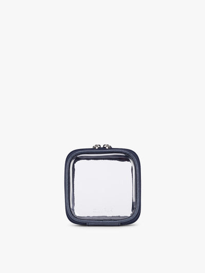 CALPAK Clear Cosmetic Case in dark blue Metallic Indigo ; CCT2501-METALLIC-INDIGO