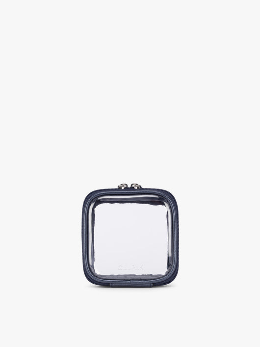 CALPAK Clear Cosmetic Case in dark blue Metallic Indigo ; CCT2501-METALLIC-INDIGO