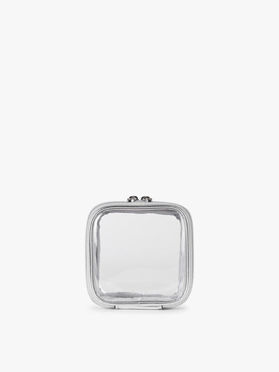 CALPAK Tiny Clear Cosmetics Case in Silver; CCT2501-SILVER