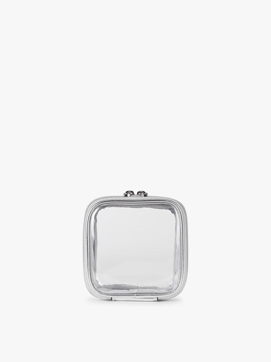 CALPAK Tiny Clear Cosmetics Case in Silver; CCT2501-SILVER