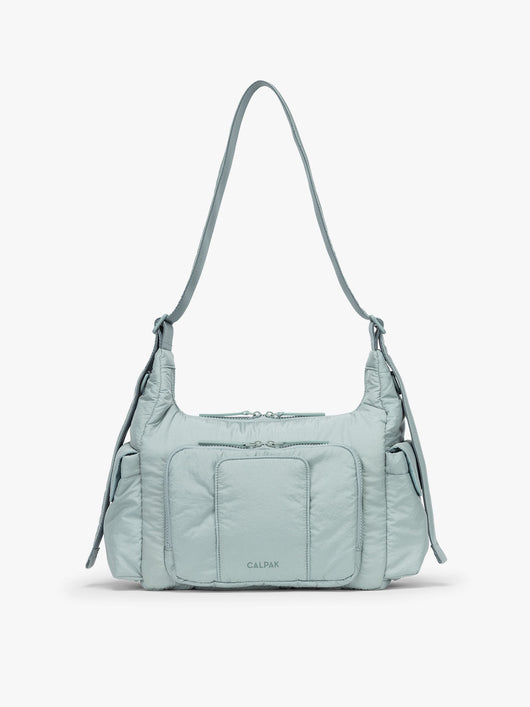CALPAK Crossbody Diaper Bag in light blue Bluebell; CDB2501-BLUEBELL
