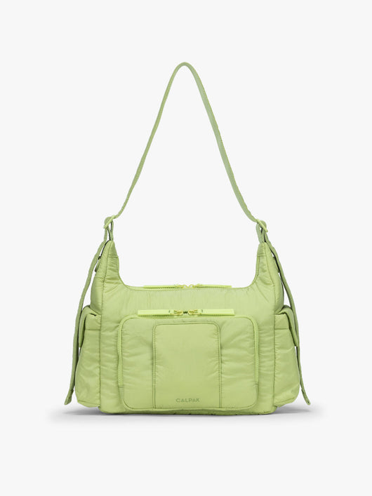CALPAK Crossbody Diaper Bag in brown light green Lime; CDB2501-LIME
