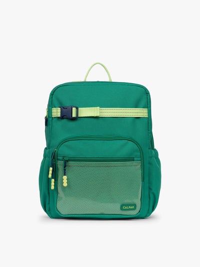 Green CALPAK Kids Large Backpack with lime green accents on a white background; CKBL2501-GREEN