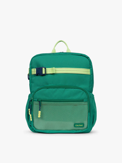 Green CALPAK Kids Medium Backpack with lime green accents on a white background; CKBM2501-GREEN