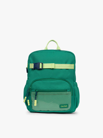 Green CALPAK Kids Small Backpack with lime green accents on a white background; CKBS2501-GREEN