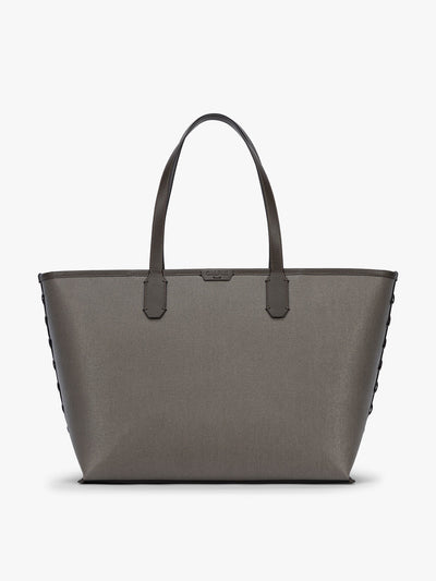 CALPAK Colette 15" Canvas Laptop Tote in brown canvas material ; CLCT2601-MUSHROOM