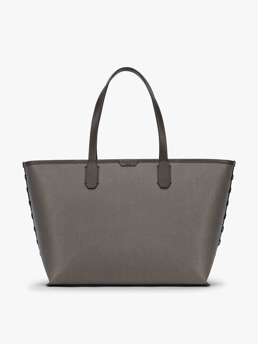 CALPAK Colette 15" Canvas Laptop Tote in brown canvas material ; CLCT2601-MUSHROOM