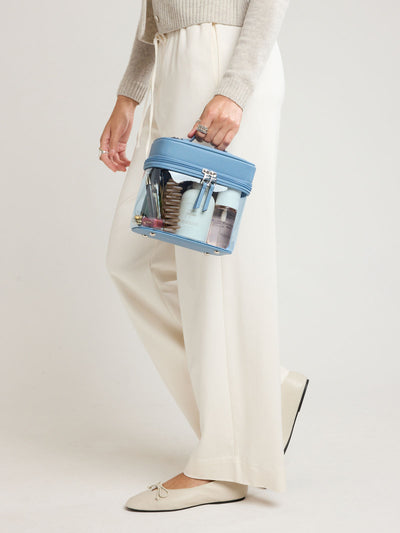 Clear Train Case with Top Compartment