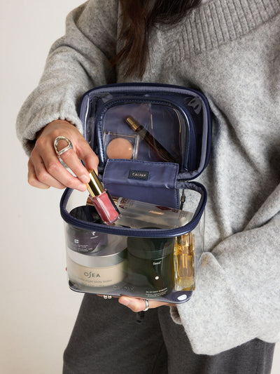 Clear Train Case with Top Compartment