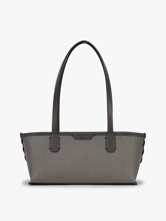 CALPAK Colette Canvas Shoulder Tote in brown Mushroom canvas material ; CLST2601-MUSHROOM