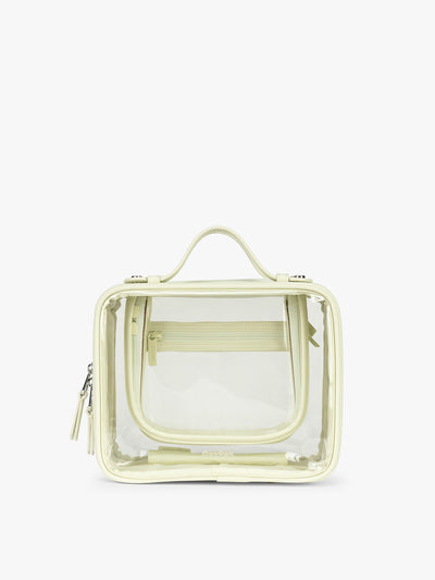 CALPAK Medium Clear Cosmetic Case in light green Celadon; CMM2201-CELADON