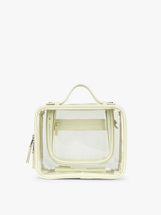 CALPAK Medium Clear Cosmetic Case in light green Celadon; CMM2201-CELADON