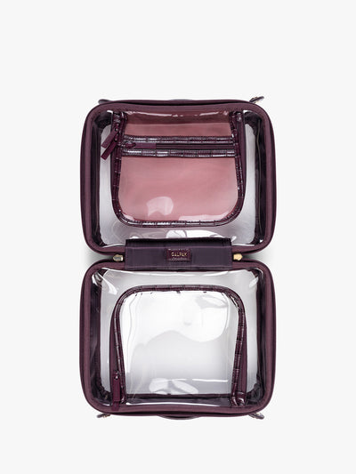 Medium Clear Cosmetics Case in Croc-Embossed