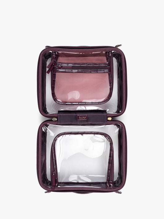 Medium Clear Cosmetics Case in Croc-Embossed