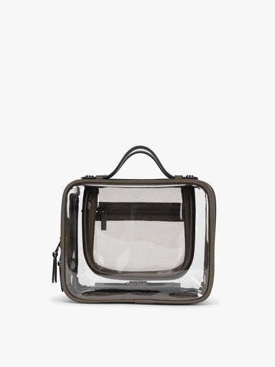 CALPAK Medium Clear Cosmetic Case in brown; CMM2201-MUSHROOM