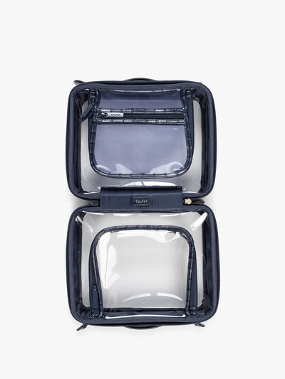 Medium Clear Cosmetics Case in Croc-Embossed