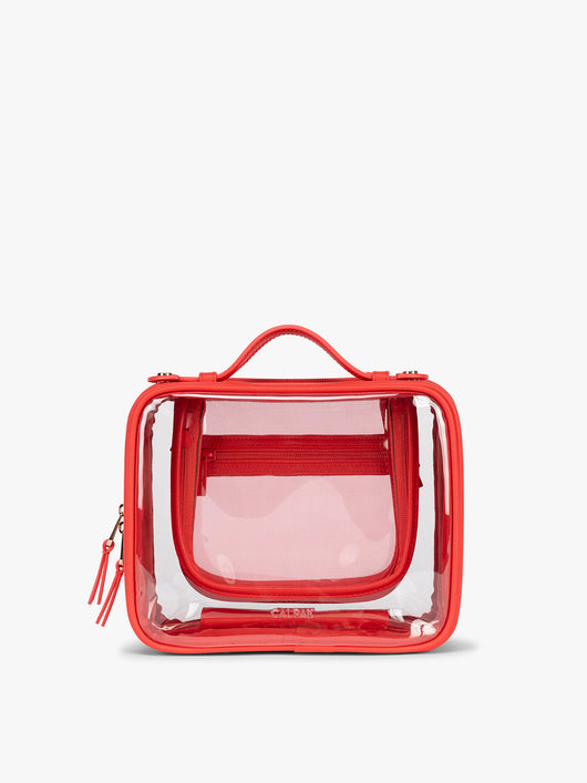CALPAK Medium Clear Cosmetic Case in red Tomato; CMM2201-TOMATO