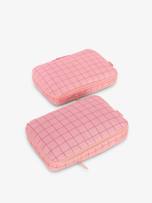 CALPAK compression packing cubes in pink grid; PCC2201-PINK-GRID