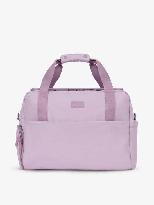CALPAK Connect Laptop Duffel made with recycled exterior material in berry; DCN2401-BERRY