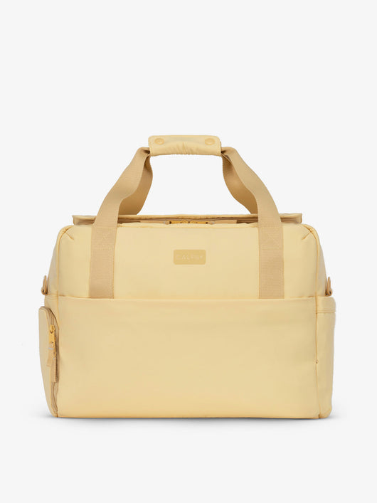 CALPAK Connect Laptop Duffel made with recycled exterior material in sunshine; DCN2401-SUNSHINE