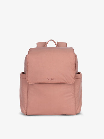 CALPAK small diaper backpack with insulated bottle pockets, convenient transport handle, and magnetic closure in peony; BPC2401-PEONY, BBPC2401-PEONY