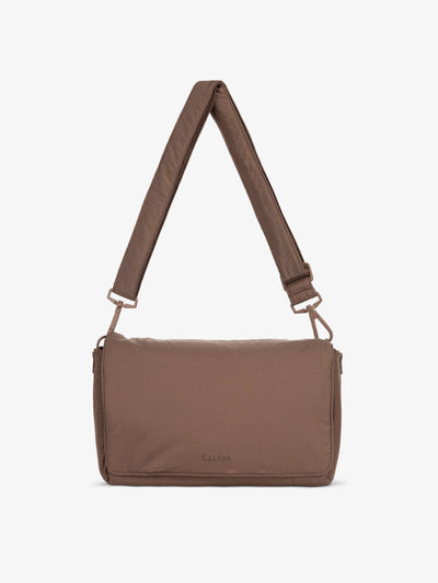 CALPAK Convertible Stroller Caddy Crossbody made with Oeko-Tex certified, recycled, and water-resistant material in hazelnut; SCB2401-HAZELNUT