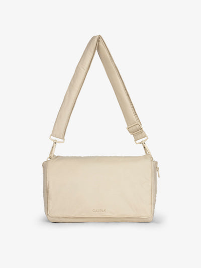 CALPAK Convertible Stroller Caddy Crossbody made with Oeko-Tex certified, recycled, and water-resistant material in oatmeal; SCB2401-OATMEAL