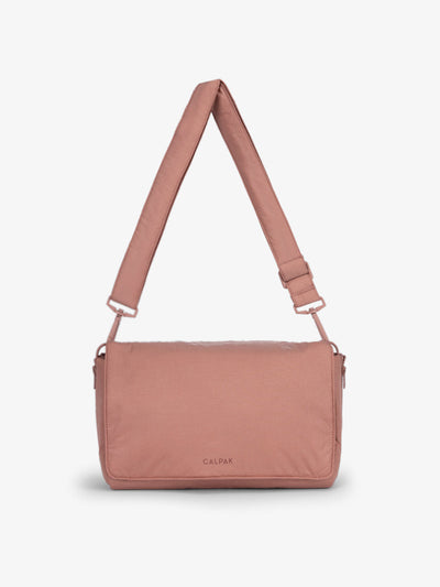 CALPAK Convertible Stroller Caddy Crossbody made with Oeko-Tex certified, recycled, and water-resistant material in peony; SCB2401-PEONY