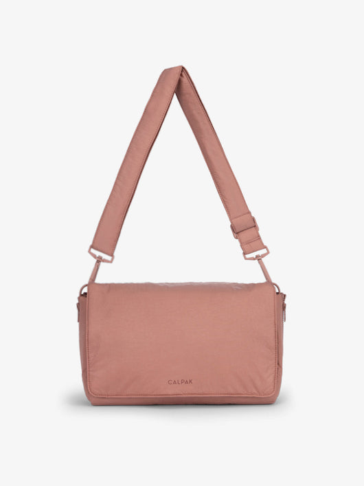 CALPAK Convertible Stroller Caddy Crossbody made with Oeko-Tex certified, recycled, and water-resistant material in peony; SCB2401-PEONY