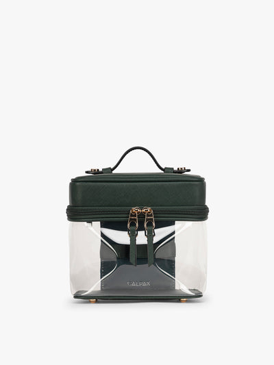CALPAK Clear Train Case in dark green Emerald; CTC2401-EMERALD