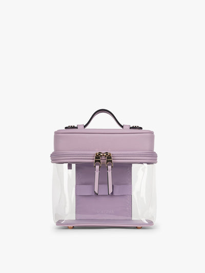 CALPAK Clear Train Case in purple lavender; CTC2401-LAVENDER