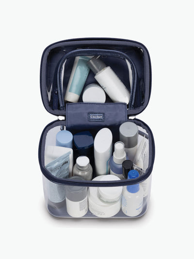 Clear Train Case with Top Compartment