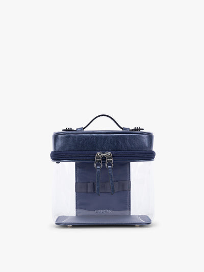 CALPAK Clear Cosmetic Case in dark blue Metallic Blue; CTC2401-METALLIC-INDIGO