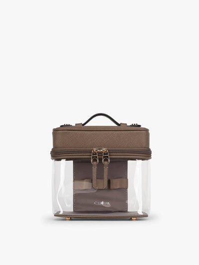 CALPAK Clear Train Case in brown Mocha; CTC2401-MOCHA