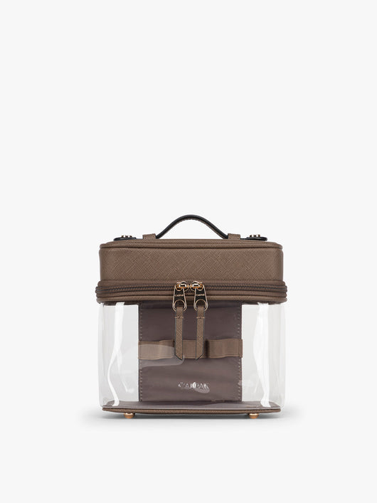 CALPAK Clear Train Case in brown Mocha; CTC2401-MOCHA