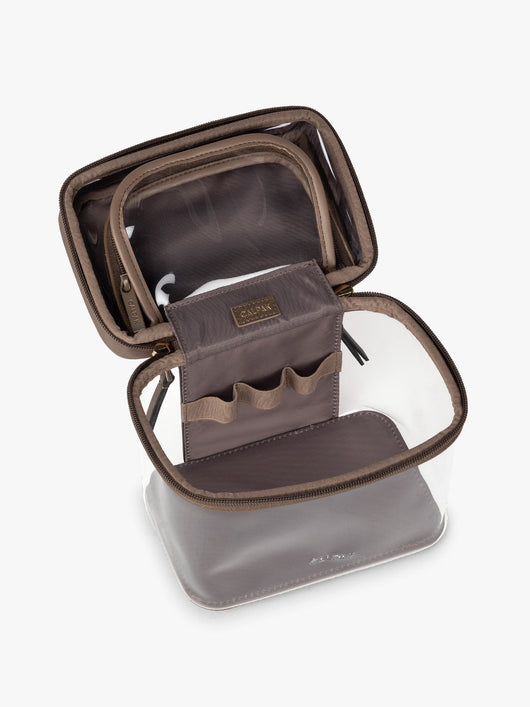 Clear Train Case with Top Compartment