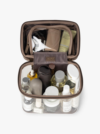 Clear Train Case with Top Compartment