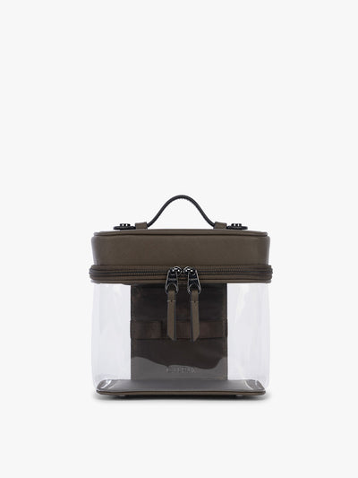 CALPAK Clear Train Case in brown Mushroom; CTC2401-MUSHROOM