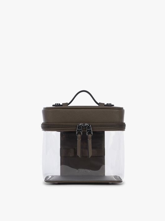 CALPAK Clear Train Case in brown Mushroom; CTC2401-MUSHROOM